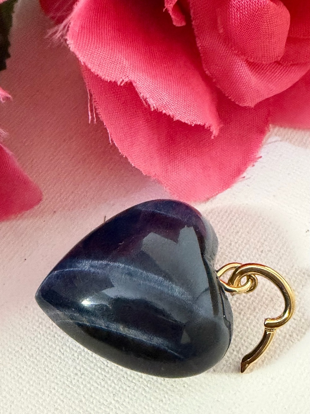 Roxanne Assoulin Lapis Lazuli Heart Pendant with Gold Bail. NEW
